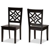 Baxton Studio Nicolette Modern and Contemporary Dark Brown Finished Wood 2-Piece Dining Chair Set